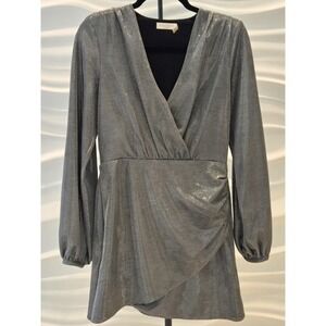 Dress Size M Silver Cocktail Ramy Brook Longsleeve Evening Holiday New Years Eve